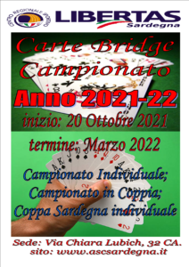 CAMPIONATO CARTE “ Bridge Libertas “ STAGIONE 2021/2022