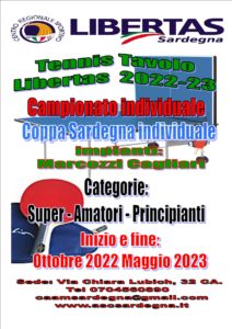 TENNIS DA TAVOLO "CAMPIONATO E COPPA SARDEGNA INDIVIDUALE 2022 - 2023" @ CAGLIARI