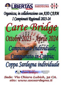 CAMPIONATO E COPPA SARDEGNA “ Carte Bridge Libertas “ STAGIONE 2023-2024 @ CAGLIARI