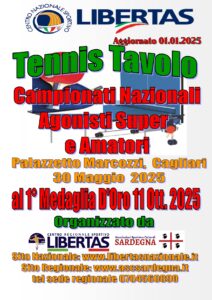 TENNIS TAVOLO CAMPIONATI NAZIONALI 2025 AGONISTI SUPER E AMATORI