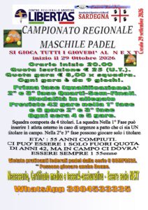 PADEL CAMPIONATO REGIONALE MASCHILE 2026 - 2027