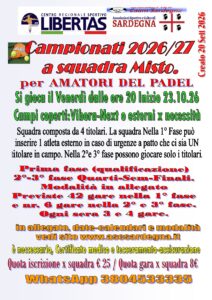 PADEL CAMPIONATO A SQUADRE MISTO 2026/2027 @ VIBORA - NEXT CAGLIARI