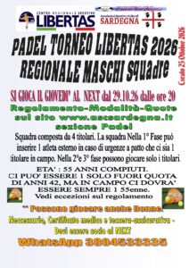 PADEL TORNEO REGIONALE MASCHILE A SQUADRE 2026 - 2027