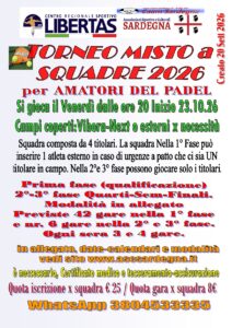 PADEL TORNEO A SQUADRE MISTO 2026/2027 @ VIBORA - NEXT CAGLIARI